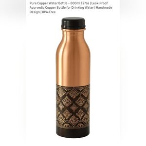 100% Copper Water Bottle with Black Cap – Elegant Black satin pattern finish